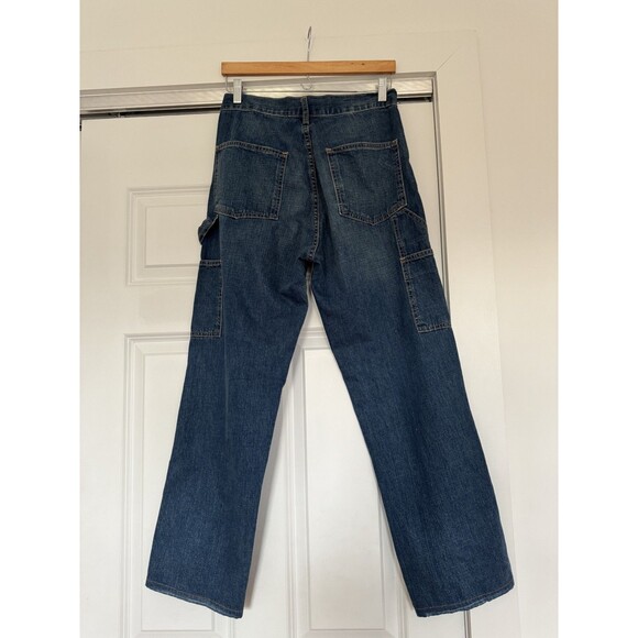 The Great Womens 27 Blue Denim Dark Wash The Carpenter Pant Jeans Cargo Straight - Picture 3 of 10
